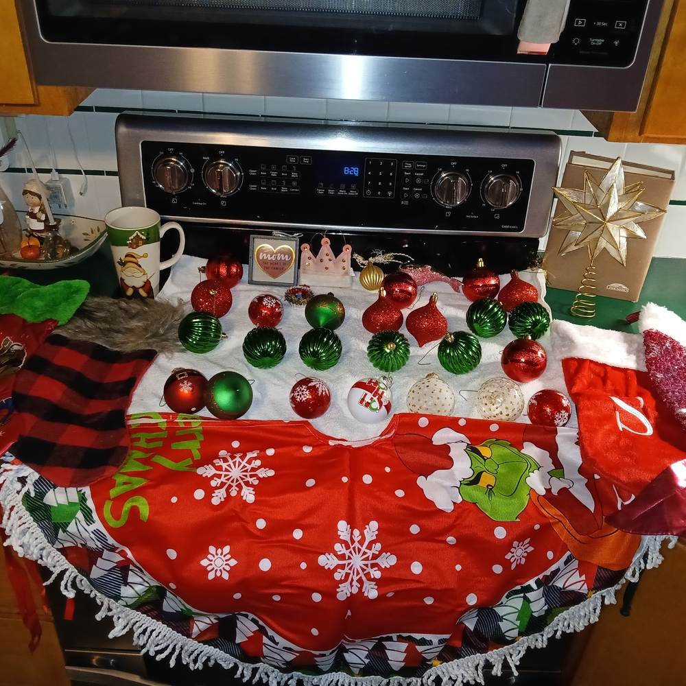 Christmas Ornament Set with Grinch Tree Skirt